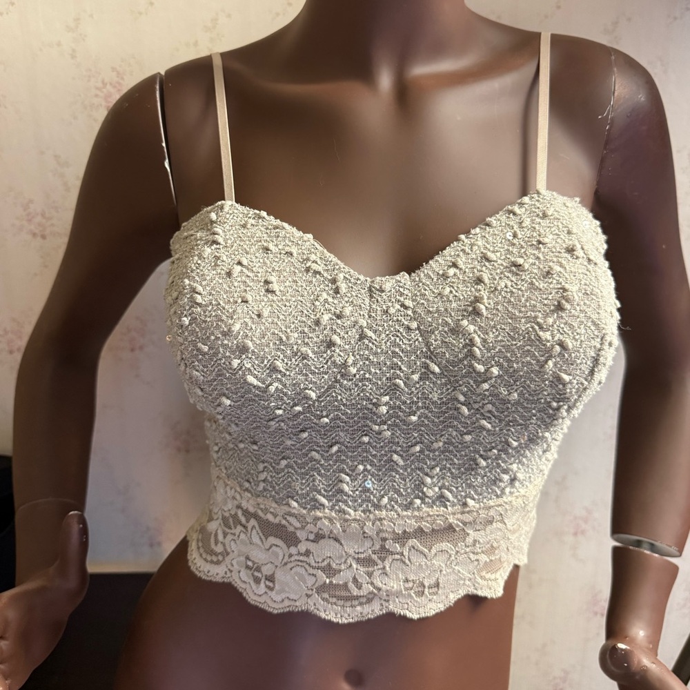 Cream Lace Crop Top